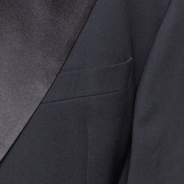 Pre Owned Armani Collezioni Black Wool Button Front Tailored Blazer 3XL