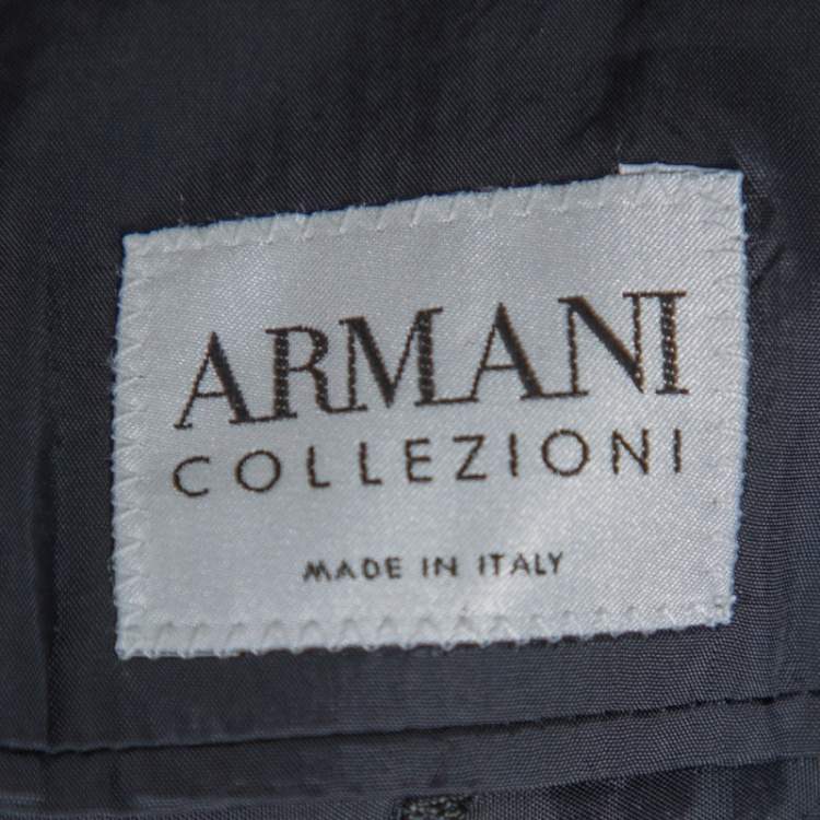 Pre Owned Armani Collezioni Black Wool Button Front Tailored Blazer 3XL