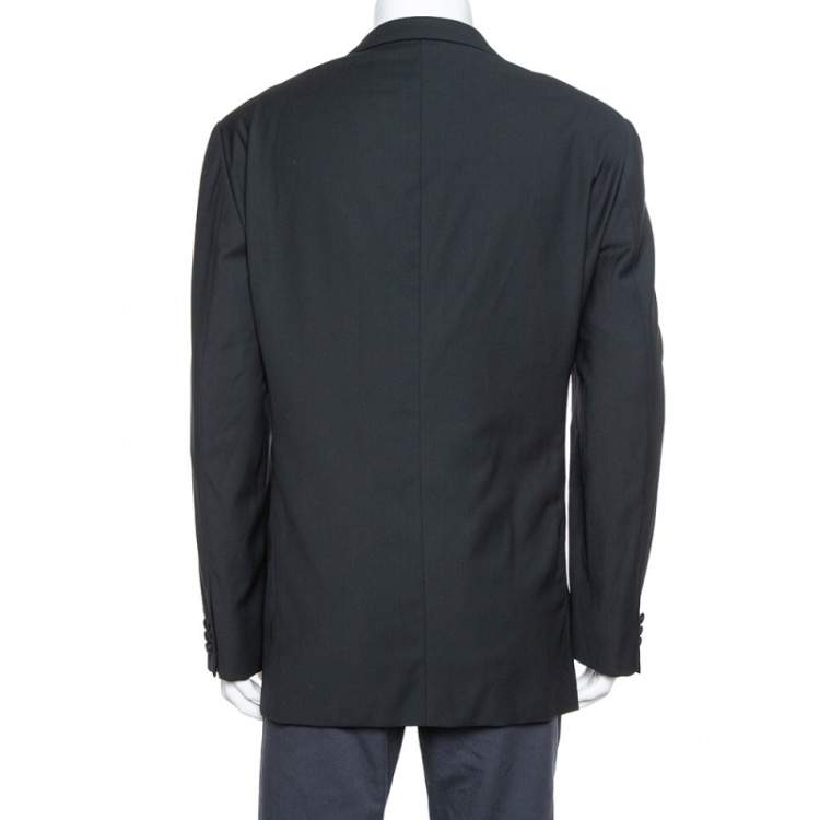 Pre Owned Armani Collezioni Black Wool Button Front Tailored Blazer 3XL