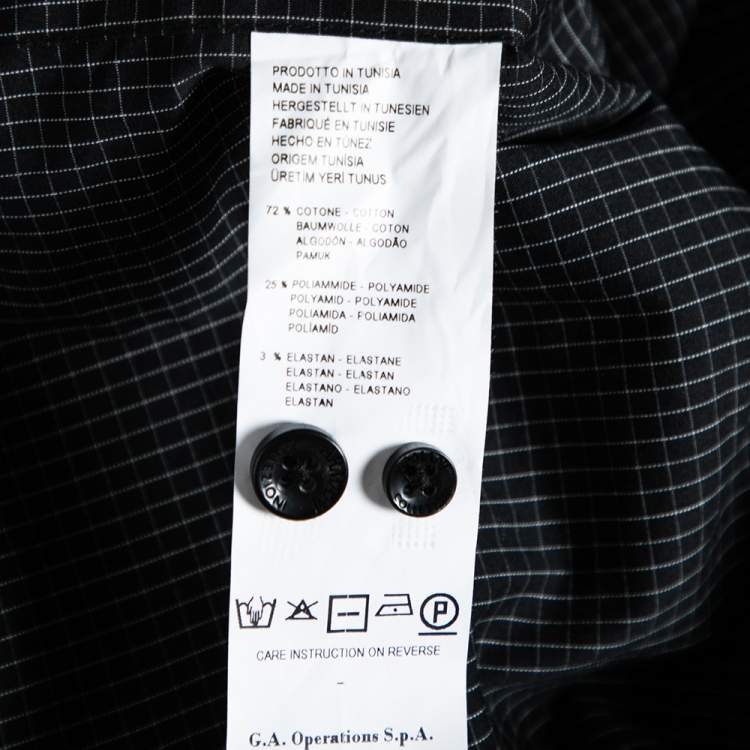 Pre Owned Armani Collezioni Black Checkered Cotton Long Sleeve Shirt L