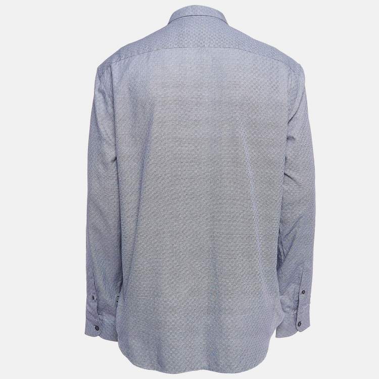 Pre Owned Armani Collezioni Blue Cotton Long Sleeve Button Front Shirt XL