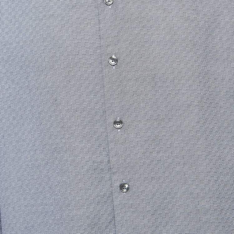 Pre Owned Armani Collezioni Blue Micro Checks Cotton Long Sleeve Shirt XL