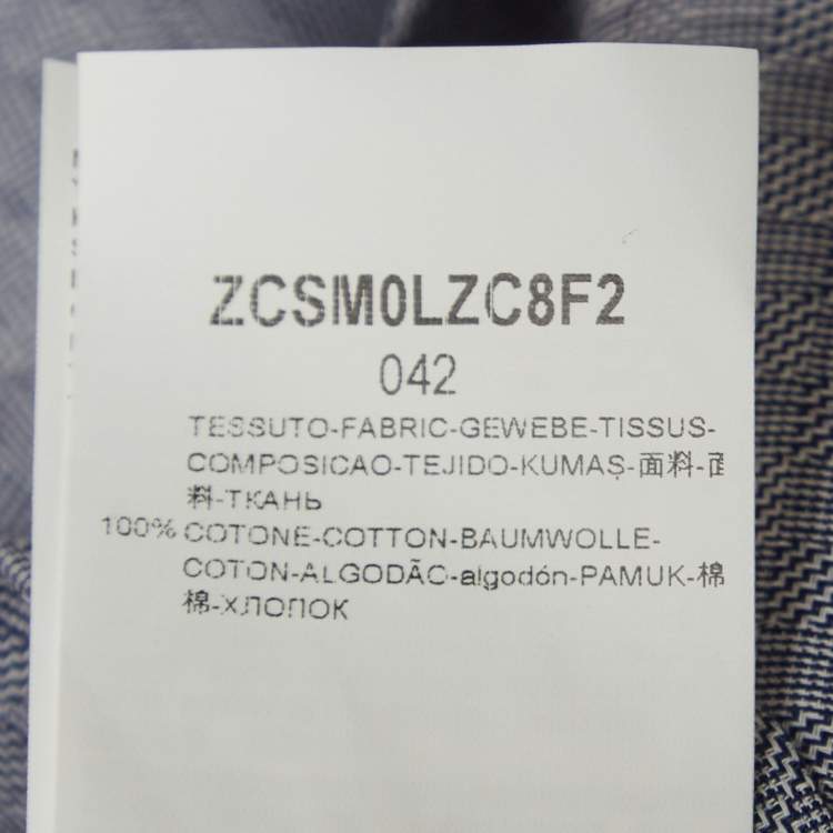 Pre Owned Armani Collezioni Blue Micro Checks Cotton Long Sleeve Shirt XL