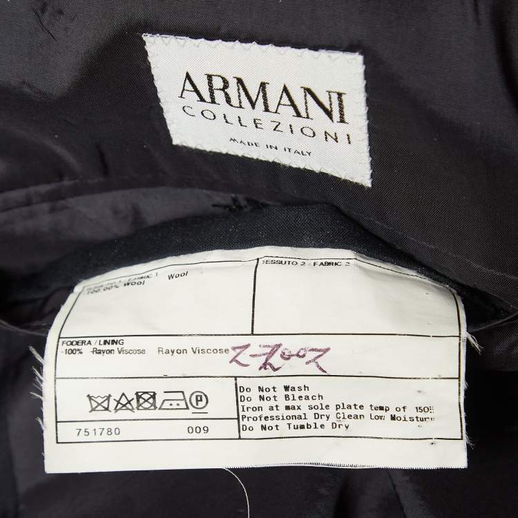 Pre Owned Armani Collezioni Navy Blue Stripe Patterned Wool Tailored Blazer XL
