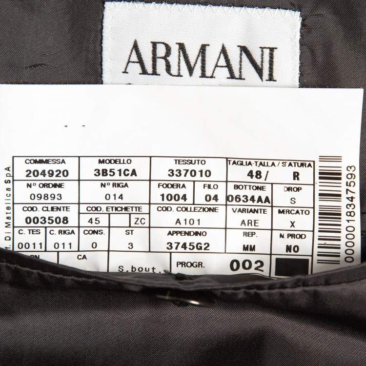 Pre Owned Armani Collezioni Grey Pinstripe Single Breasted Blazer M