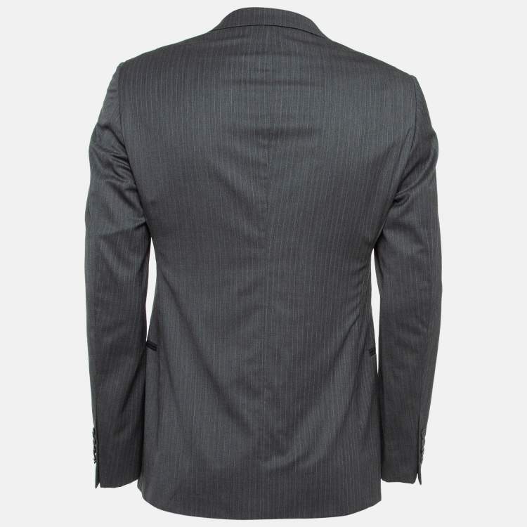 Pre Owned Armani Collezioni Grey Pinstripe Single Breasted Blazer M