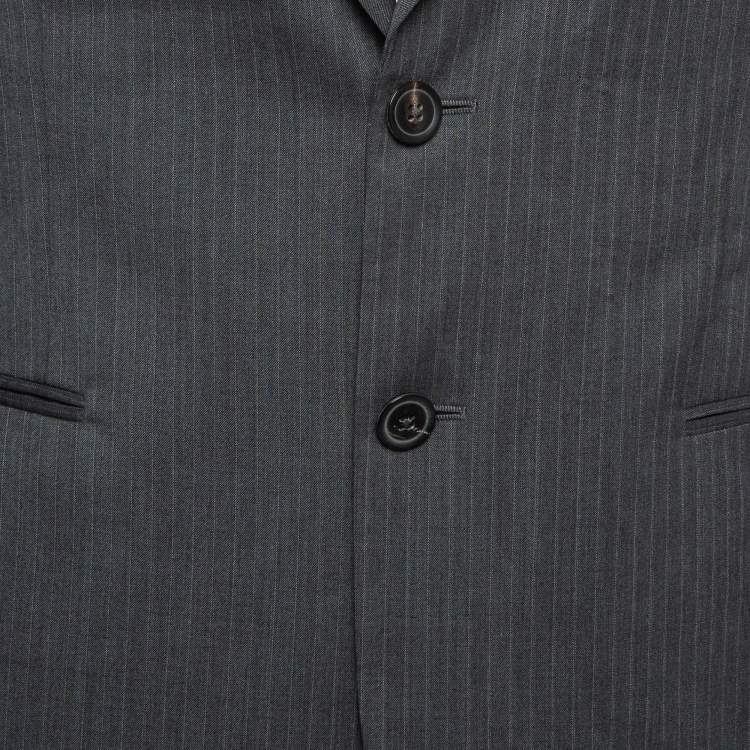 Pre Owned Armani Collezioni Grey Pinstripe Single Breasted Blazer M