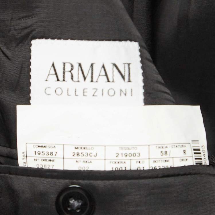 Pre Owned Armani Collezioni Black Wool Tailored Suit 4XL