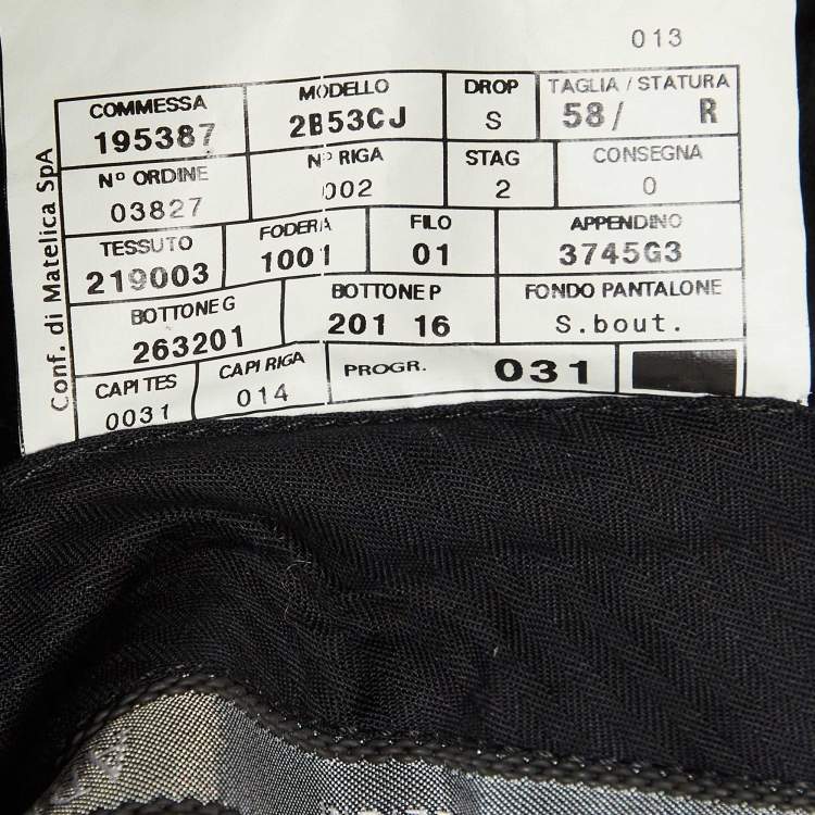 Pre Owned Armani Collezioni Black Wool Tailored Suit 4XL