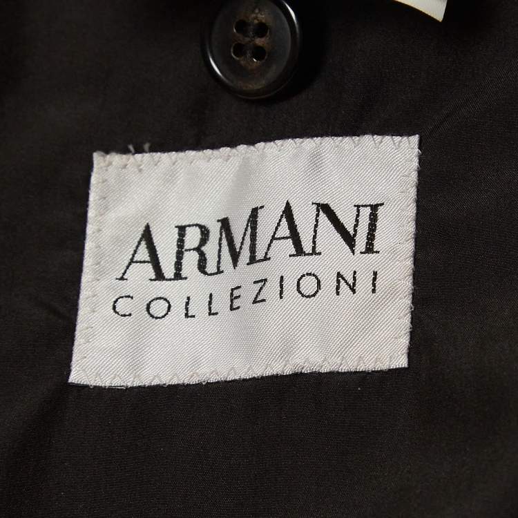 Pre Owned Armani Collezioni Grey Felt Wool Mid-Length Coat M