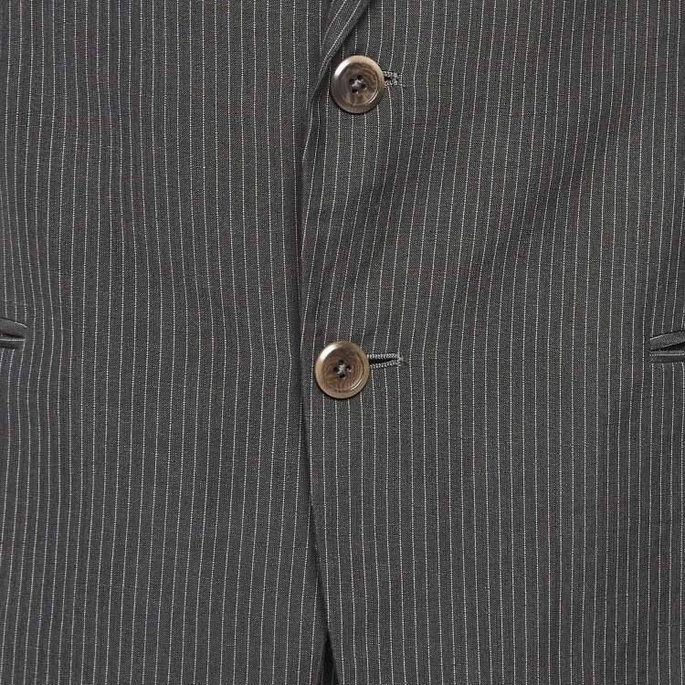 Pre Owned Armani Collezioni Grey Pinstripe Wool Blend Single Breasted Pants Suit XL