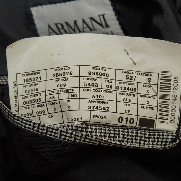 Pre Owned Armani Collezioni Grey Pinstripe Wool Blend Single Breasted Pants Suit XL