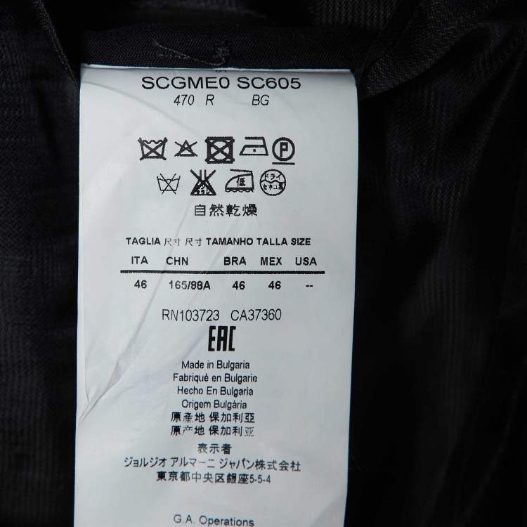 Pre Owned Armani Collezioni Brown Checkered Wool M-Line Blazer L