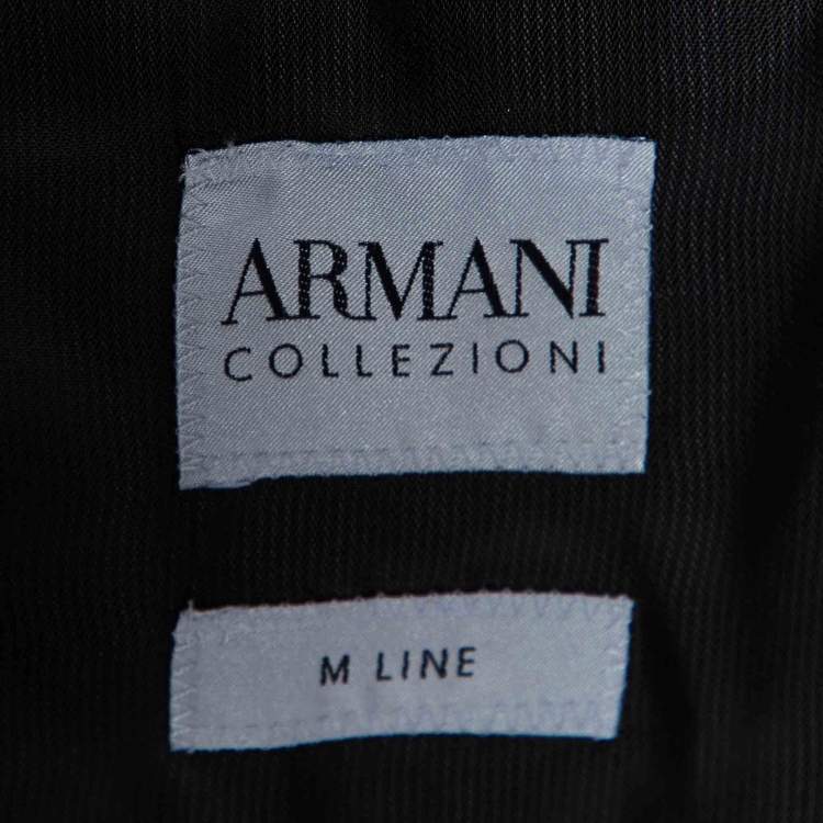 Pre Owned Armani Collezioni Brown Checkered Wool M-Line Blazer L