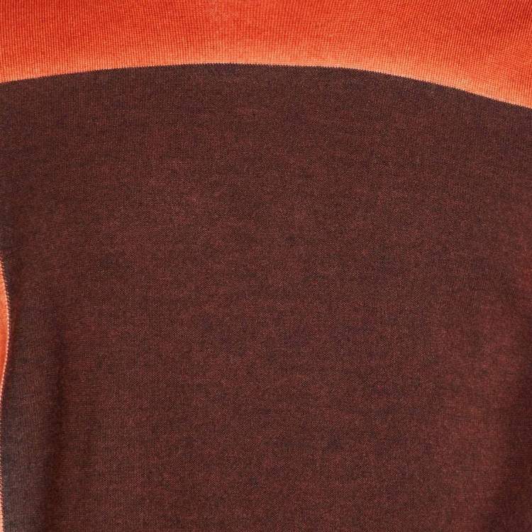 Pre Owned Armani Collezioni Orange Intrasia Knit Full Sleeve Sweater S