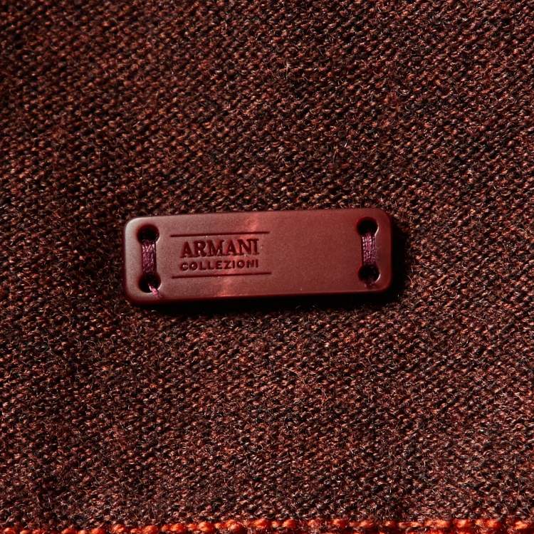 Pre Owned Armani Collezioni Orange Intrasia Knit Full Sleeve Sweater S