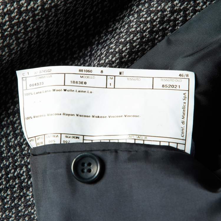 Pre Owned Armani Collezioni Black Patterned Wool Single Breasted Blazer S