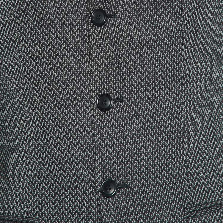 Pre Owned Armani Collezioni Black Patterned Wool Single Breasted Blazer S