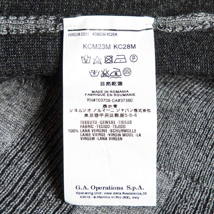 Pre Owned Armani Collezioni Grey Striped Wool Knit Sweater M