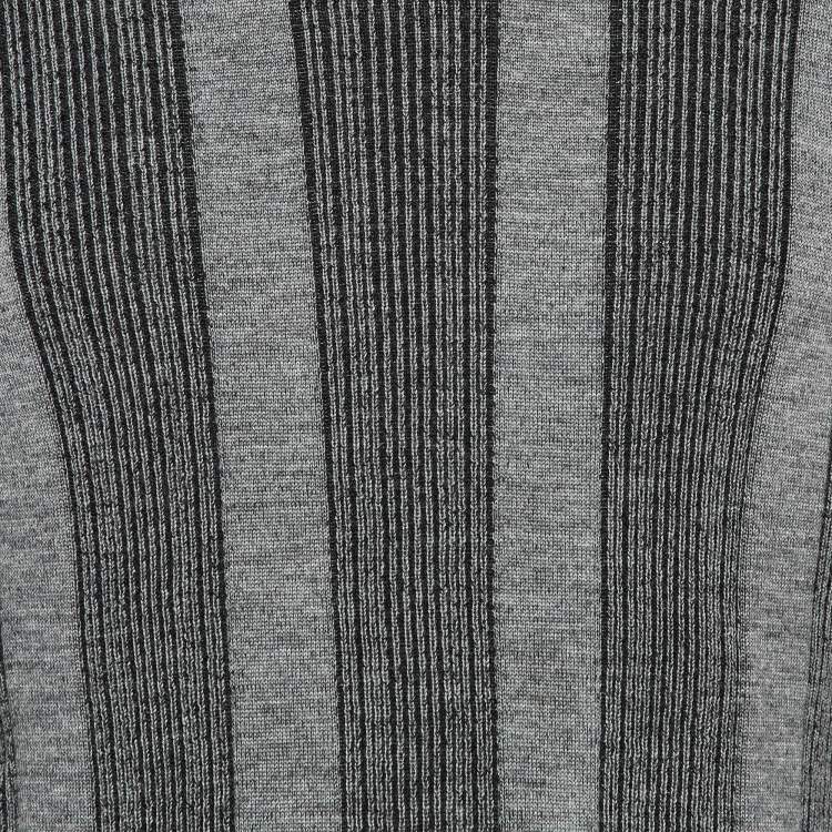 Pre Owned Armani Collezioni Grey Striped Wool Knit Sweater M