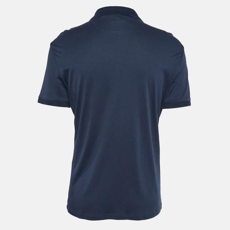 Pre Owned Armani Collezioni Navy Blue Cotton Polo T-Shirt XL