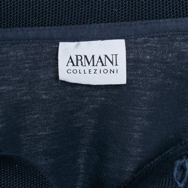 Pre Owned Armani Collezioni Navy Blue Cotton Polo T-Shirt XL