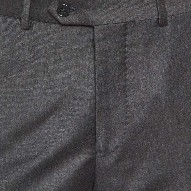 Pre Owned Armani Collezioni Charcoal Grey Wool Tailored Trousers M