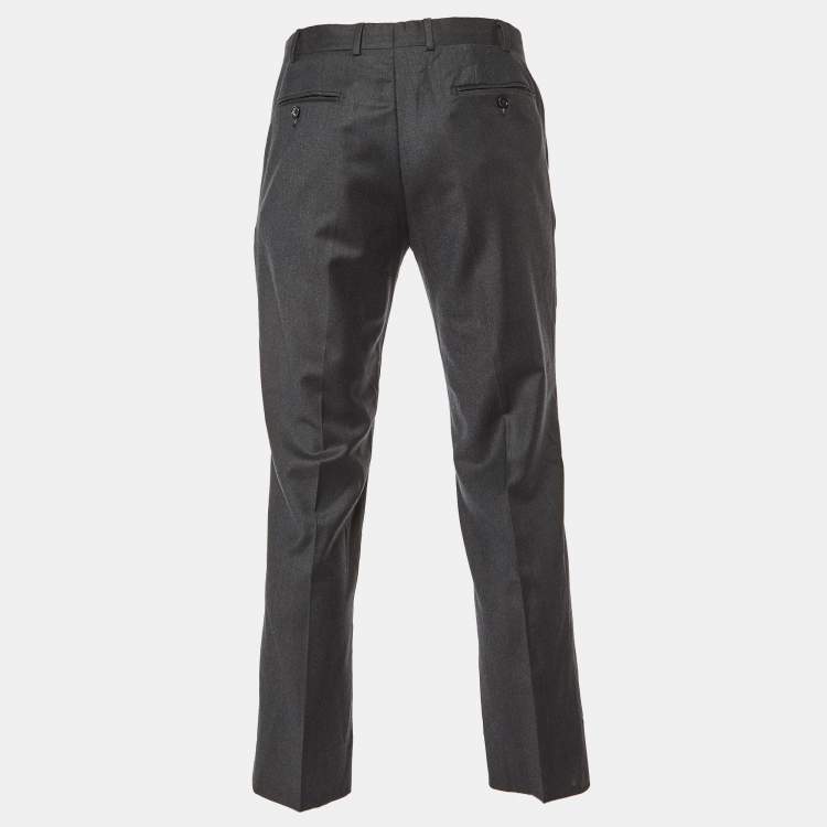 Pre Owned Armani Collezioni Charcoal Grey Wool Tailored Trousers M