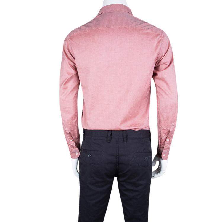 Pre Owned Armani Collezioni Pink Cotton Long Sleeve Button Front Shirt S