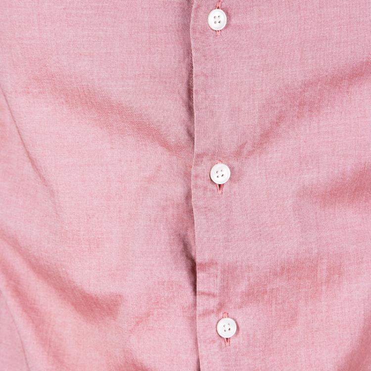 Pre Owned Armani Collezioni Pink Cotton Long Sleeve Button Front Shirt S