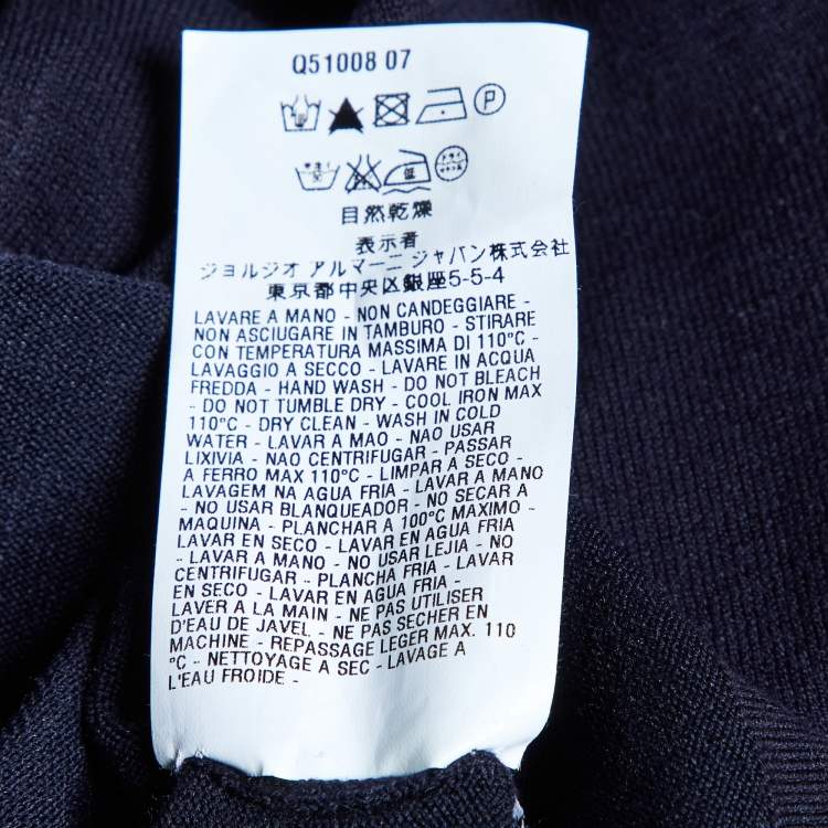 Pre Owned Armani Collezioni Navy Blue Silk Knit Button Front Cardigan XL