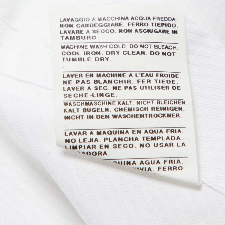 Pre Owned Armani Collezioni White Diagonal Striped Cotton Button Down Shirt M