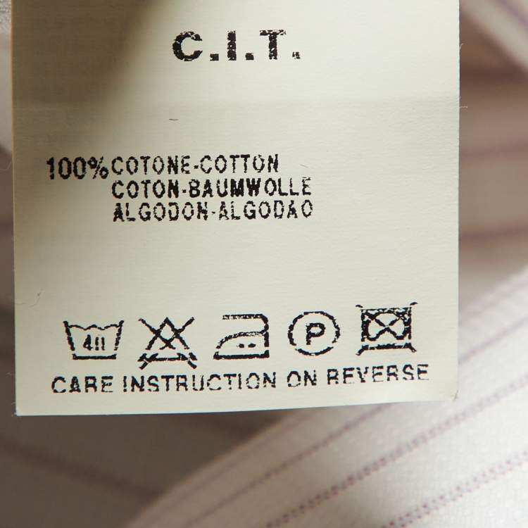 Pre Owned Armani Collezioni White Striped Cotton Long Sleeve Shirt M