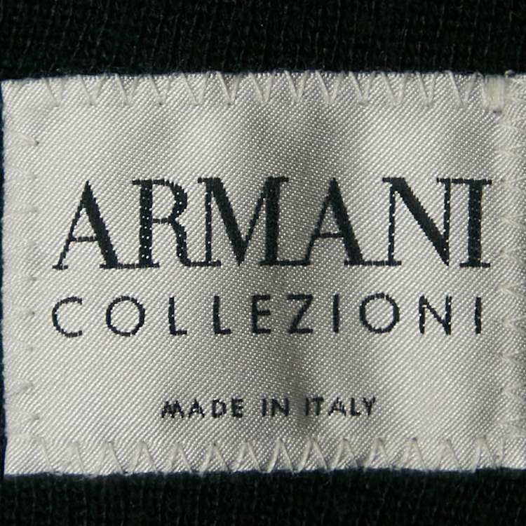 Pre Owned Armani Collezioni Navy Blue Wool Blend Knit Zip-Up Jacket XXL