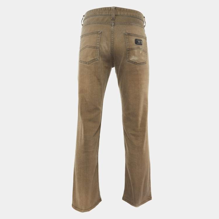 مملوكة مسبقًا Armani Collezioni Brown Stretch Cotton J15 Slim Fit Pants L