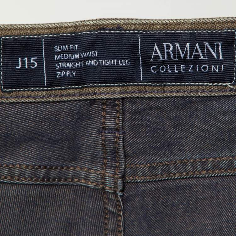 مملوكة مسبقًا Armani Collezioni Brown Stretch Cotton J15 Slim Fit Pants L