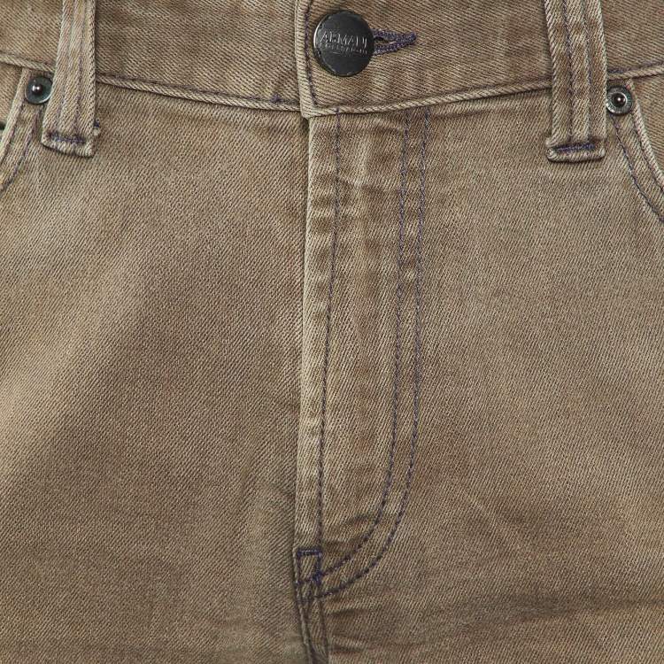مملوكة مسبقًا Armani Collezioni Brown Stretch Cotton J15 Slim Fit Pants L