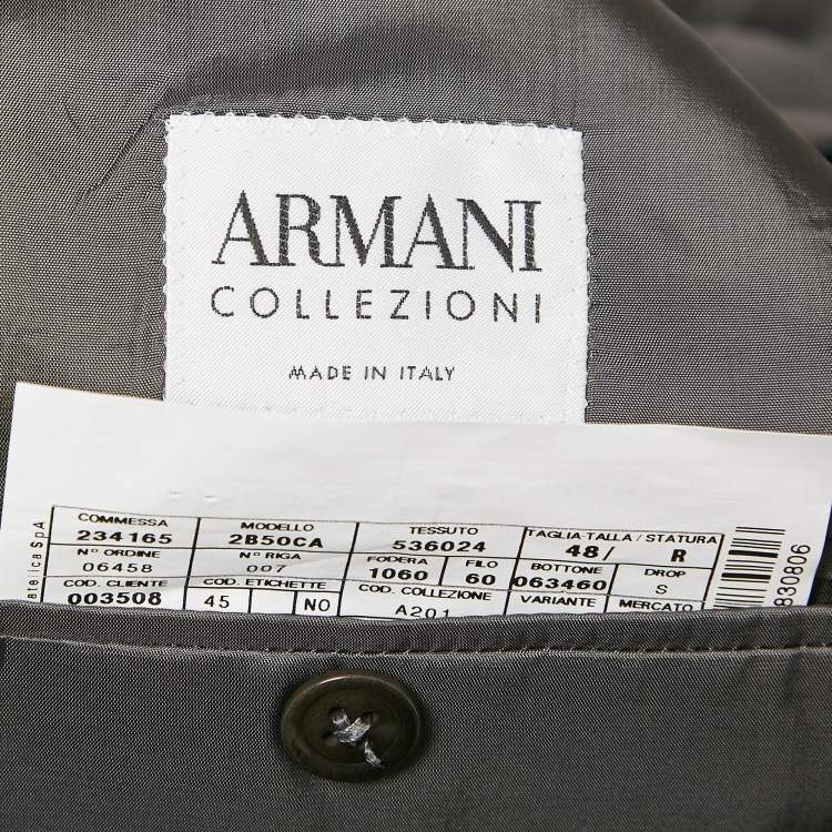 Pre Owned Armani Collezioni Grey Wool Blend Tailored 3pc Pants Suit M