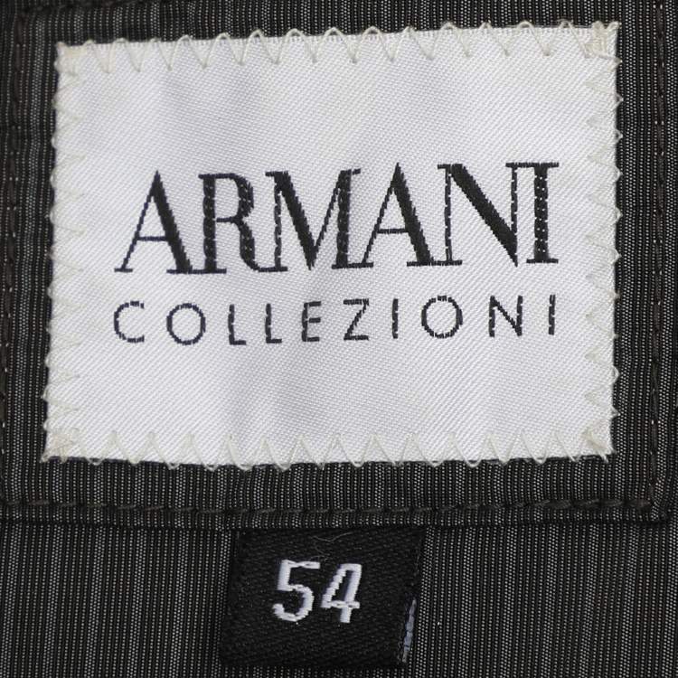 Pre Owned Armani Collezioni Dark Grey Stiped Nylon Zip-Up Jacket XXL