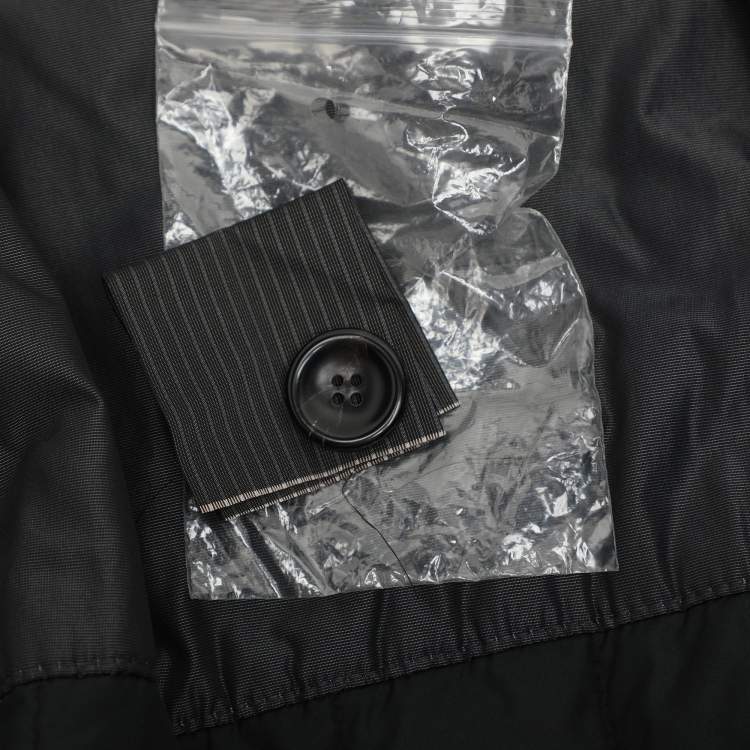 Pre Owned Armani Collezioni Dark Grey Stiped Nylon Zip-Up Jacket XXL