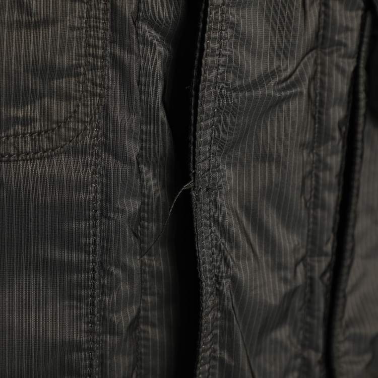 Pre Owned Armani Collezioni Dark Grey Stiped Nylon Zip-Up Jacket XXL