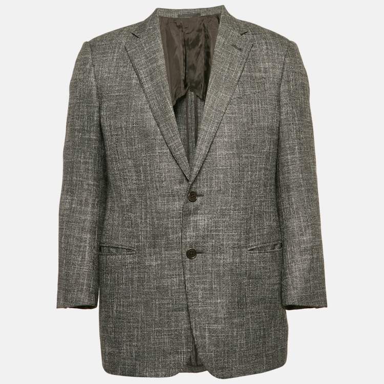 Pre Owned Armani Collezioni Grey Cotton Blend Regular Fit Blazer L