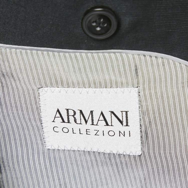 Pre Owned Armani Collezioni Navy Blue Linen Blend Regular Fit Blazer L