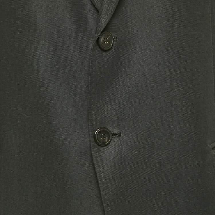 Pre Owned Armani Collezioni Navy Blue Linen Blend Regular Fit Blazer L