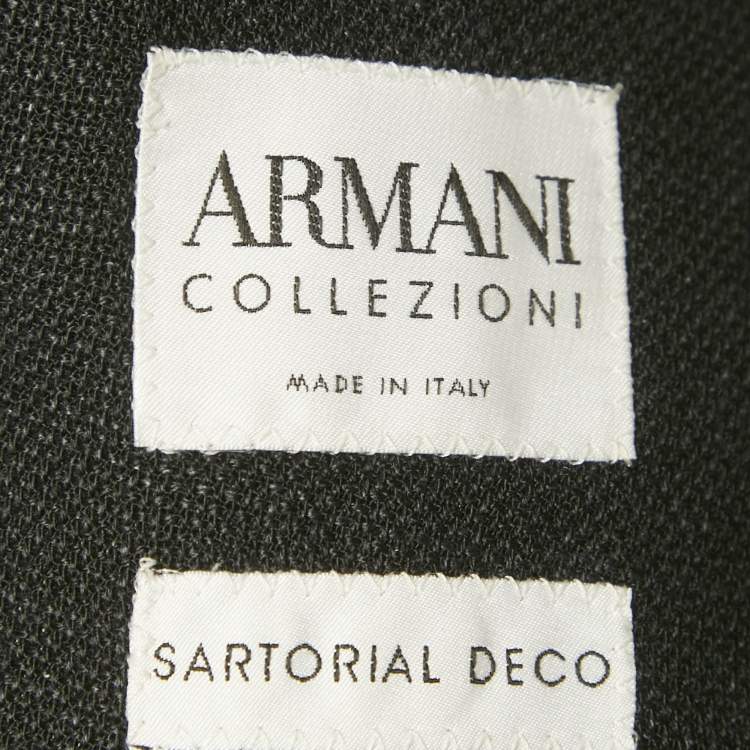 Pre Owned Armani Collezioni Black Linen Blend Sartorial Deco Blazer L