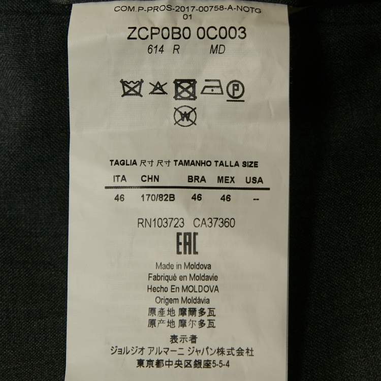 Pre Owned Armani Collezioni Dark Grey Wool Trousers S