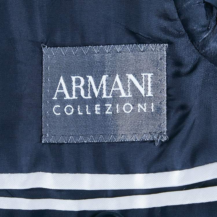 Pre Owned Armani Collezioni Navy Blue Pinstriped Wool Suit S 