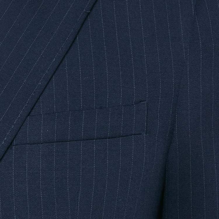 Pre Owned Armani Collezioni Navy Blue Pinstriped Wool Suit S 