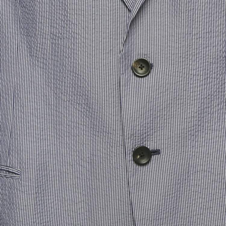 Pre Owned Armani Collezioni Blue Stripe Seersucker Cotton Blazer XL