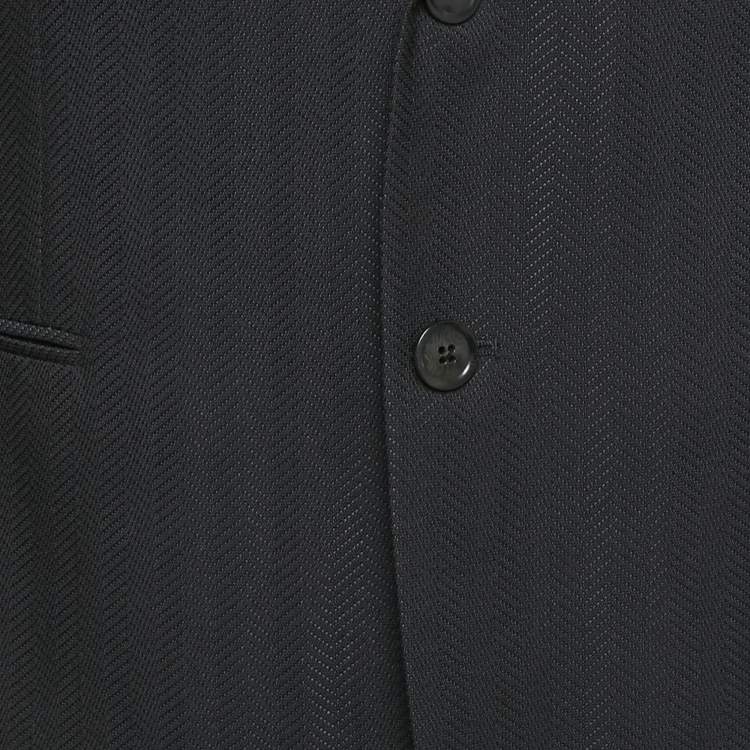 Pre Owned Armani Collezioni Midnight Blue Wool Blend Herringbone Blazer L